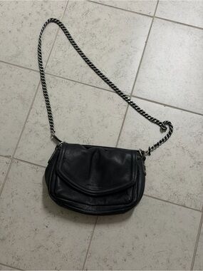 Aimee Ketsenberg Black designer Leather Crossbody Bag with Chain Strap